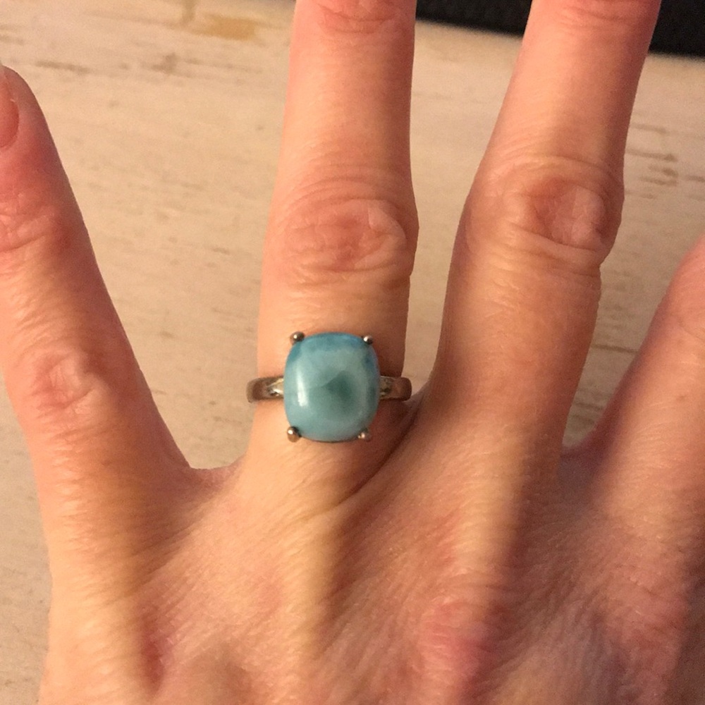 Gorgeous larimar and sterling silver ring size 6